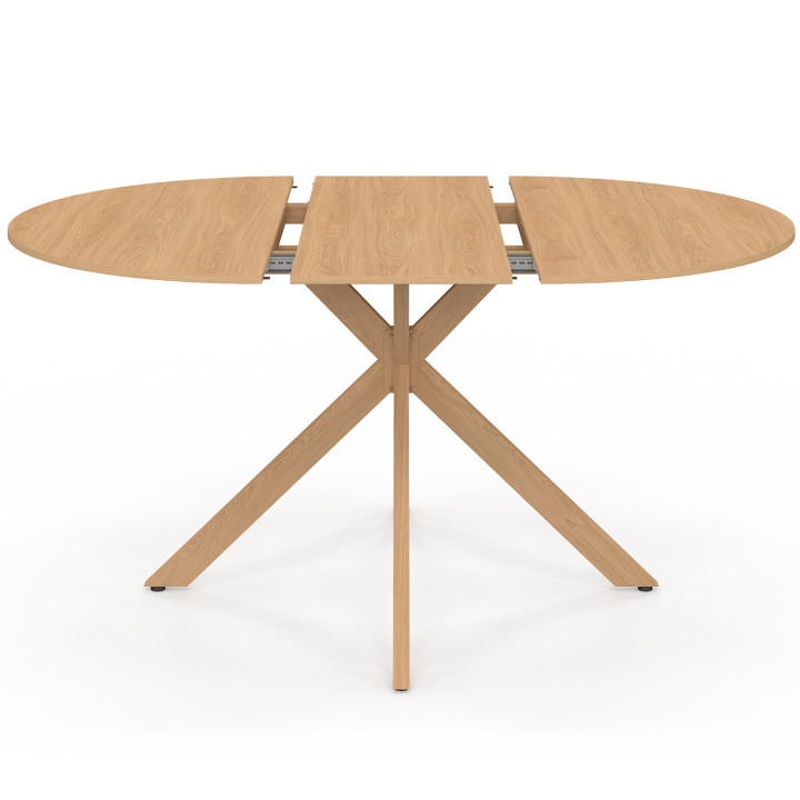 ALIX Tavolo da pranzo rotondo allungabile per 4-8 persone con gamba a ragno effetto faggio 110-150 cm