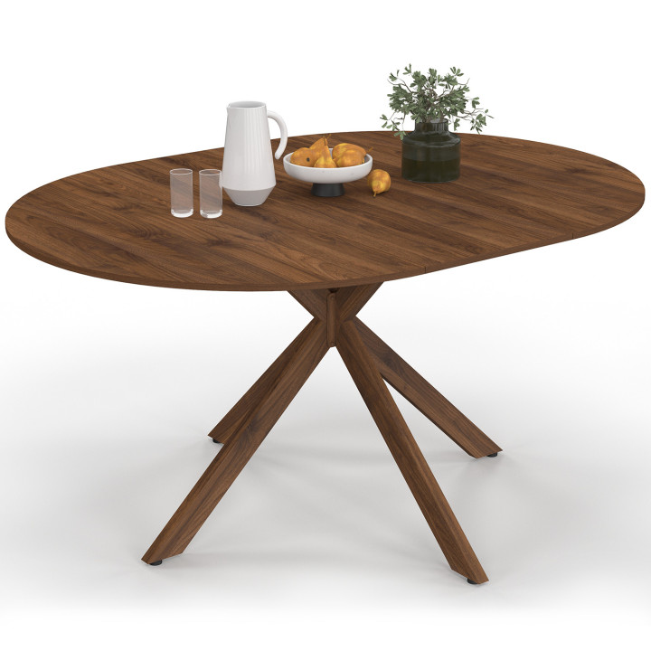 ALIX tavolo da pranzo rotondo allungabile 4-8 persone noce gamba a ragno 110-150 cm