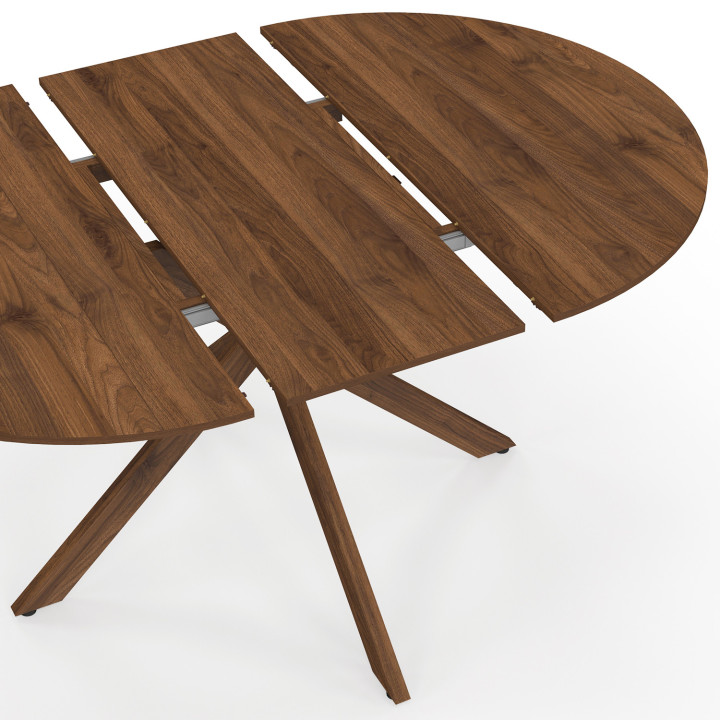 ALIX tavolo da pranzo rotondo allungabile 4-8 persone noce gamba a ragno 110-150 cm