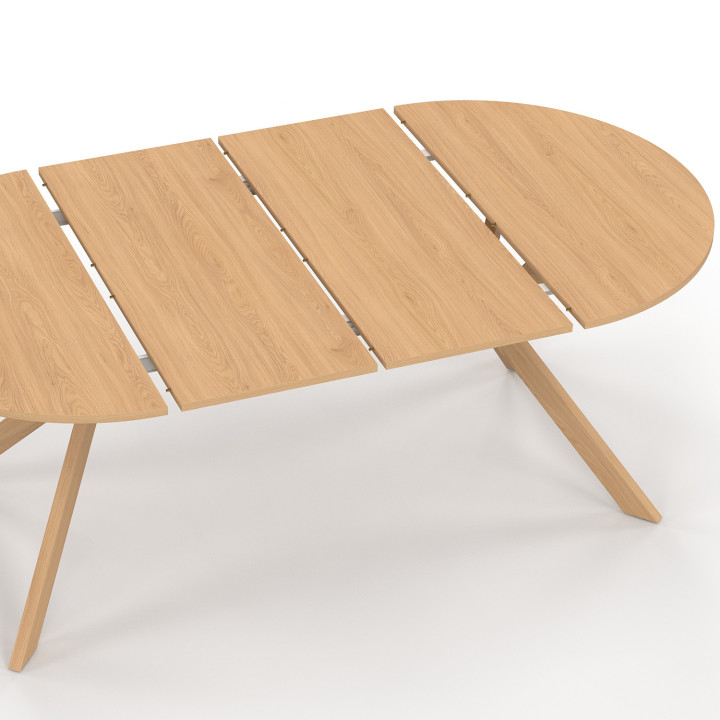 ALIX Tavolo da pranzo rotondo allungabile per 4-10 persone con gamba a ragno effetto faggio 110-200 cm