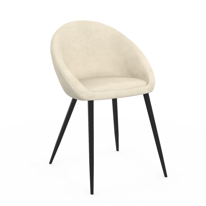 Set di 4 sedie da pranzo in velluto crema NAYA