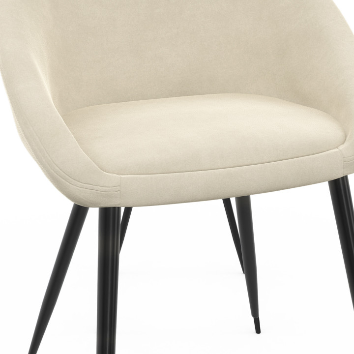 Set di 4 sedie da pranzo in velluto crema NAYA