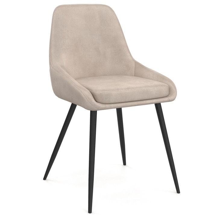 Set di 6 sedie in velluto taupe con braccioli - THALYA | IdMarket