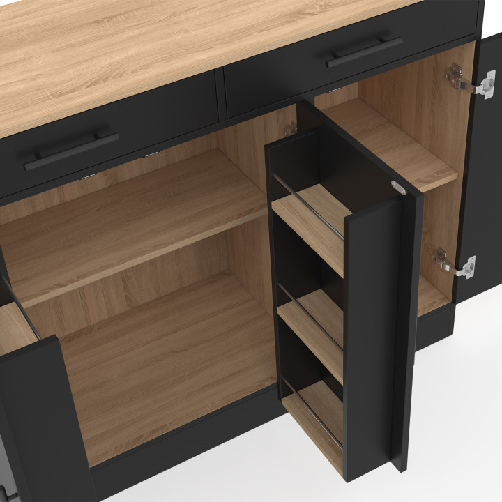 Credenza bassa da 110 cm in faggio e nero - ALTO | IdMarket