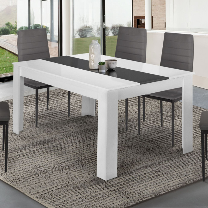 Tavolo da pranzo allungabile 6-10 persone 140-220 cm bianco e grigio - GEORGIA | ID Market