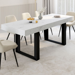 Tavolo da pranzo rettangolare allungabile 4-8 persone 160-200 cm effetto marmo - PHOENIX | IdMarket