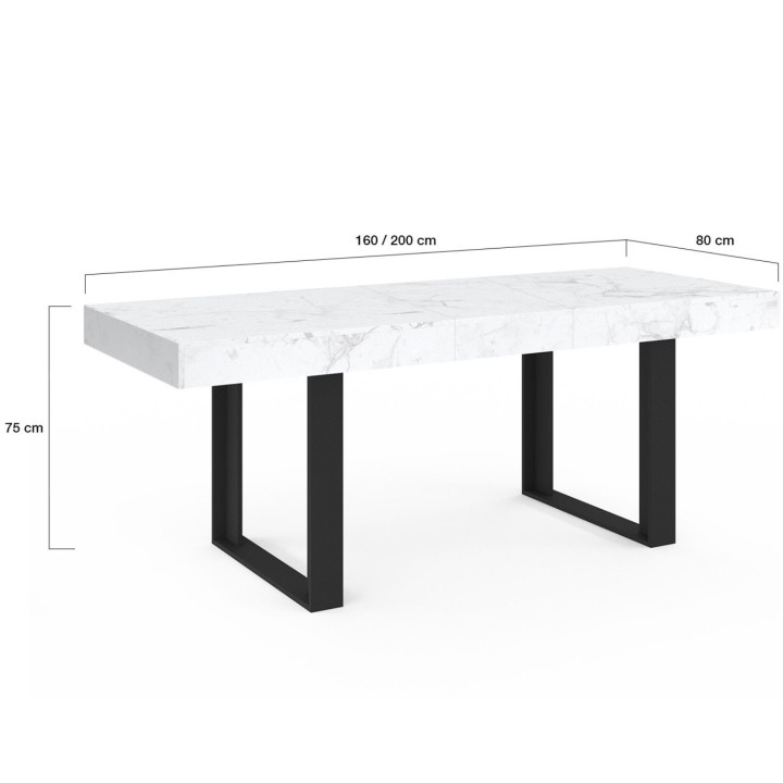 Tavolo da pranzo rettangolare allungabile 4-8 persone 160-200 cm effetto marmo - PHOENIX | IdMarket