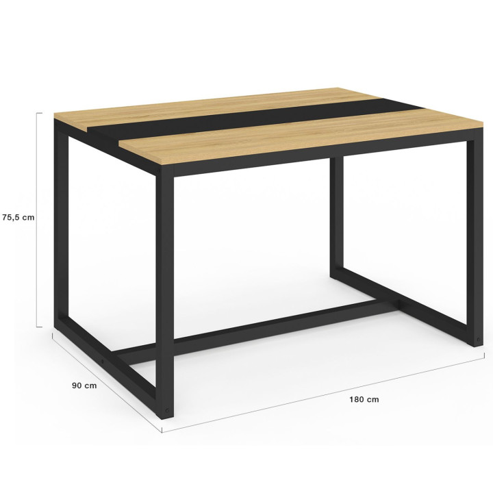 Tavolo industriale per 6 persone con fascia centrale nera - DOVER | ID Market