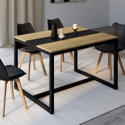 Tavolo industriale per 6 persone con fascia centrale nera - DOVER | ID Market