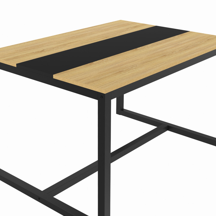 Tavolo industriale per 6 persone con fascia centrale nera - DOVER | ID Market