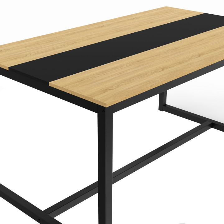 Tavolo industriale per 8 persone con fascia centrale nera - DOVER | ID Market