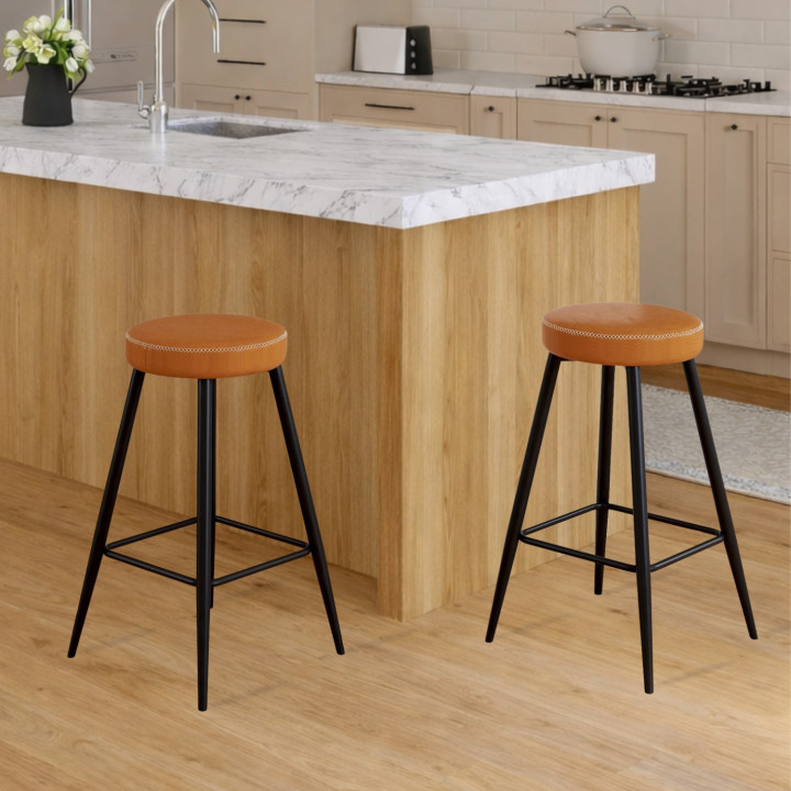 Set di 2 sgabelli da bar marrone con gambe in metallo - ISAURE | IDMarket