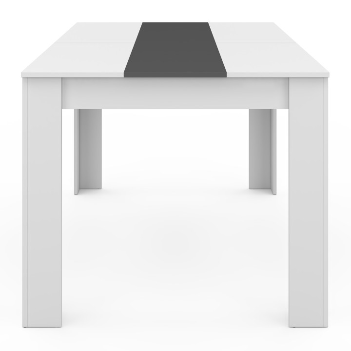 Set di 140 cm di tavolo da pranzo bianco e grigio e 6 sedie grigie con bordi bianchi - GEORGIA | ID Market