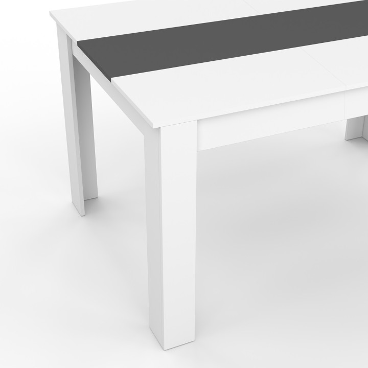 Set di 140 cm di tavolo da pranzo bianco e grigio e 6 sedie grigie con bordi bianchi - GEORGIA | ID Market