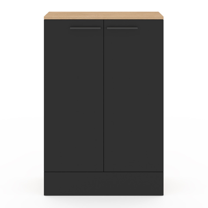 Credenza bassa da cucina H.90 cm con contenitore nero e legno - ALTO | IdMarket