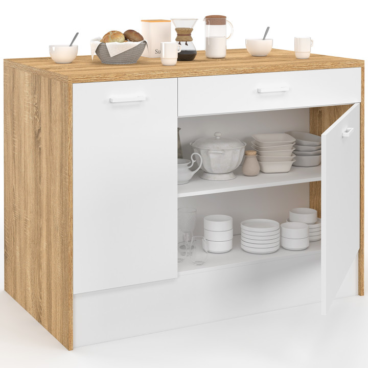 Mobile centrale Maxi in legno e bianco - LIO | IdMarket