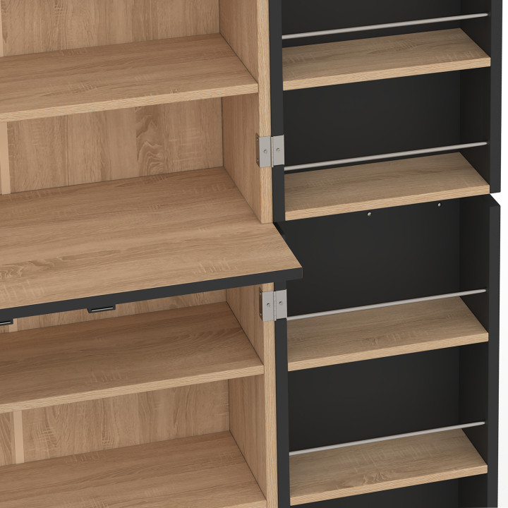 Armadio da cucina H.160 cm 4 ante con contenitore in faggio e nero - ALTO | IdMarket