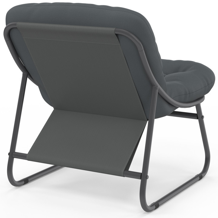 Set di mobili da giardino bassi a 4 posti in metallo grigio e cuscini con divano, poltrone e tavolo - ARONA | IdMarket