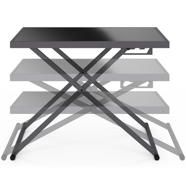 Tavolo da giardino rettangolare sollevabile OLIE 100 cm in metallo grigio antracite e piano grigio