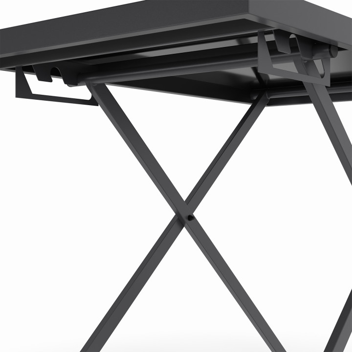 Tavolo da giardino rettangolare sollevabile OLIE 100 cm in metallo grigio antracite e piano grigio