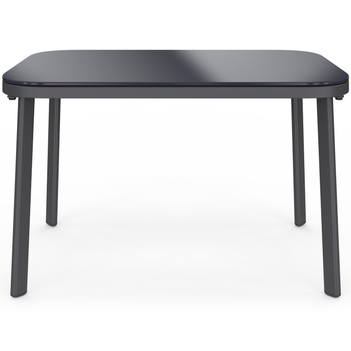 Set di mobili da giardino bassi a 4 posti con divano, poltrone e tavolo grigio antracite
