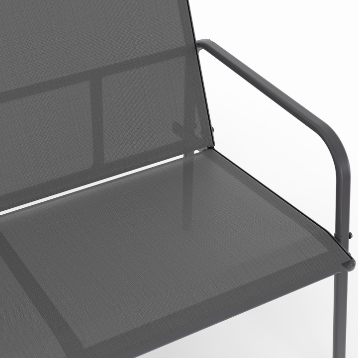Set di mobili da giardino bassi a 4 posti con divano, poltrone e tavolo grigio antracite