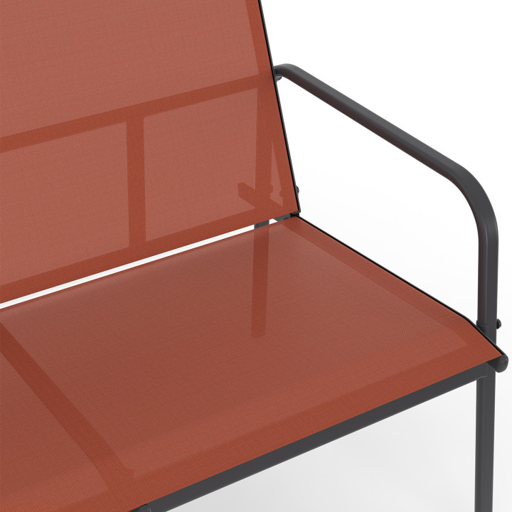 Set di mobili da giardino a 4 posti con divano, poltrone e tavolo in terracotta