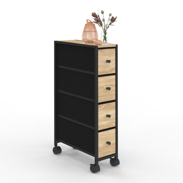 Torre portaoggetti a 4 cassetti su rotelle dal design industriale - UTAH | IdMarket