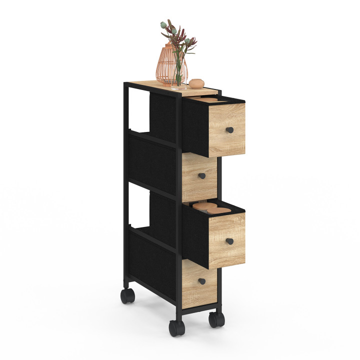 Torre portaoggetti a 4 cassetti su rotelle dal design industriale - UTAH | IdMarket