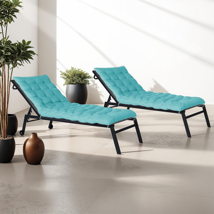 Set di 2 cuscini universali per sdraio, 180 cm, blu anatra