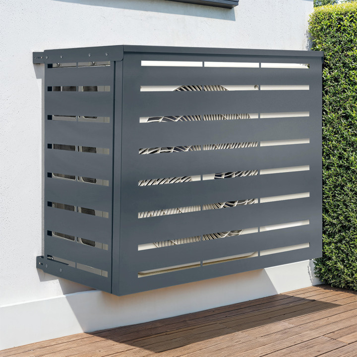 Coperchio per condizionatore in metallo grigio carbone per unità esterna 110 x 55 x 80 cm | IdMarket