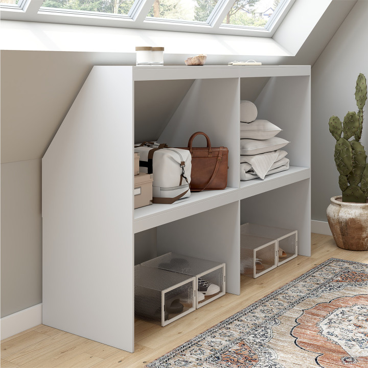 Scaffale inclinato con 4 ripiani 160 x 50 x 110/70 cm bianco - TOMI | IdMarket