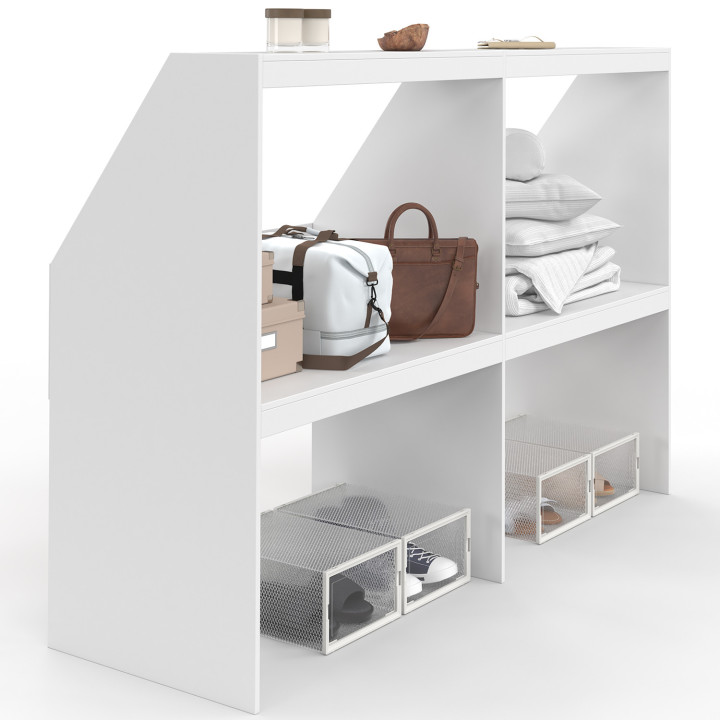Scaffale inclinato con 4 ripiani 160 x 50 x 110/70 cm bianco - TOMI | IdMarket