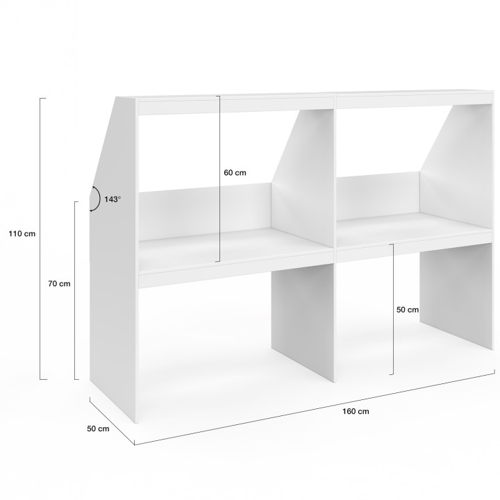 Scaffale inclinato con 4 ripiani 160 x 50 x 110/70 cm bianco - TOMI | IdMarket