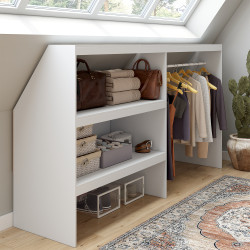 Set spogliatoio sottopiano con scaffale a 2 livelli e armadio estensibile 195 x 50 x 70/110 cm bianco