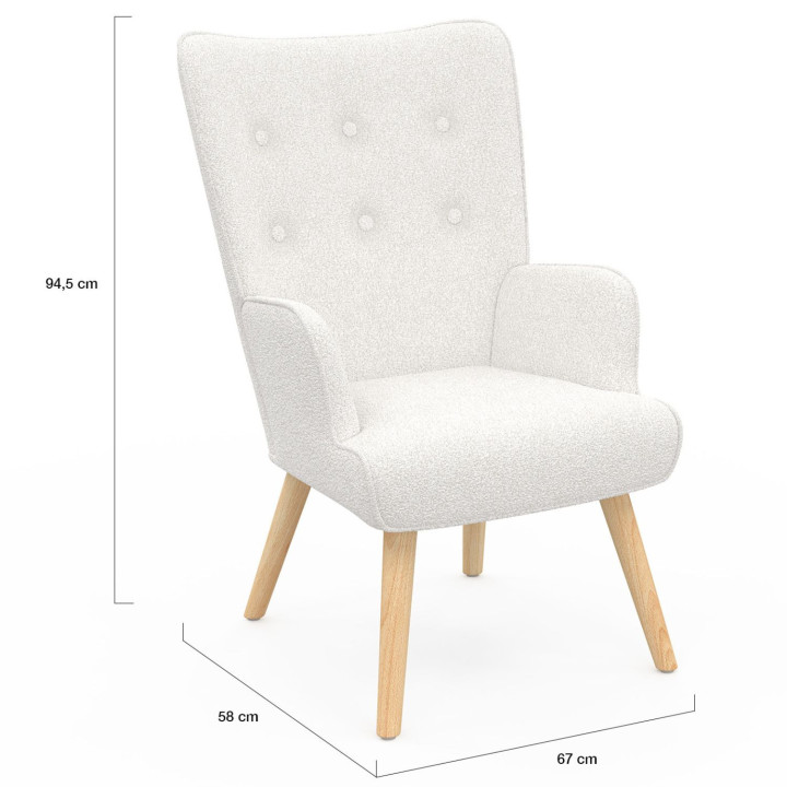 Poltrona bianca scandinava a ricciolo - IVAR | ID Market