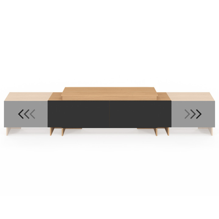 Mobile TV allungabile 140-240 cm 2 ante, legno e nero