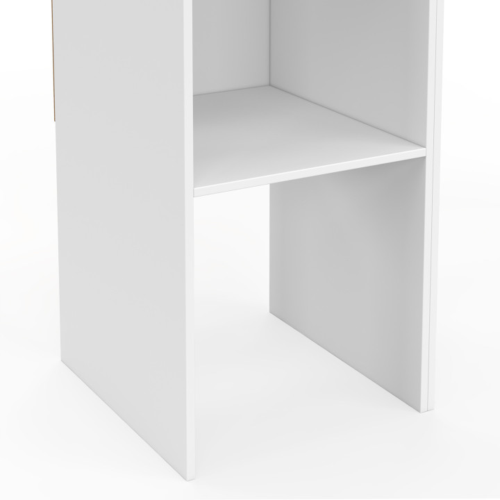 Armadio angolare modulare L. 90 / 127 cm armadio doppio + ripiani bianco