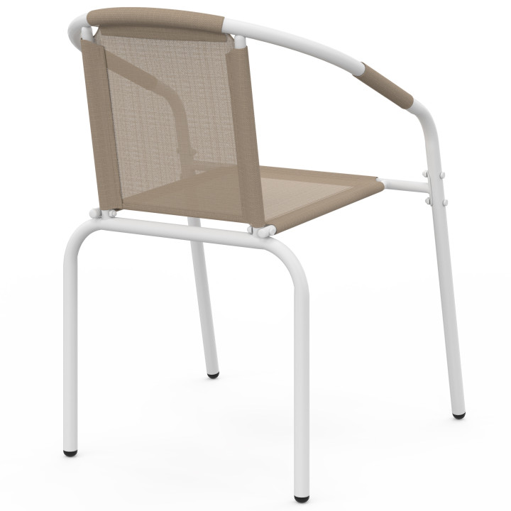 Set di 6 sedie da giardino impilabili in metallo e textilene, bianco e beige - THELMA | IdMarket
