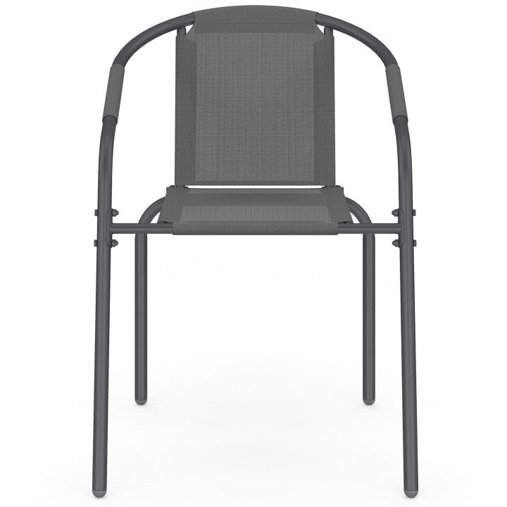Set di 4 sedie da giardino impilabili in metallo e textilene grigio antracite - THELMA | IdMarket
