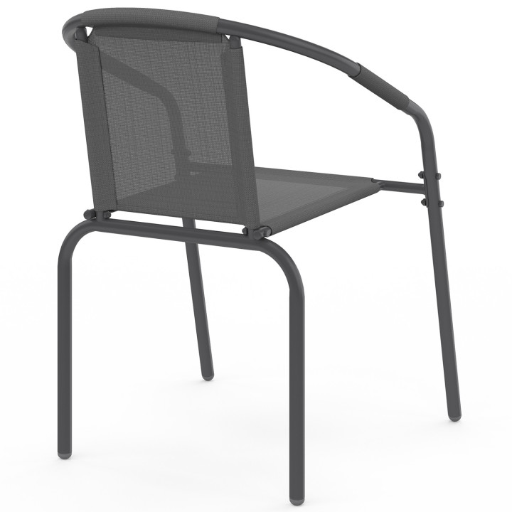 Set di 4 sedie da giardino impilabili in metallo e textilene grigio antracite - THELMA | IdMarket
