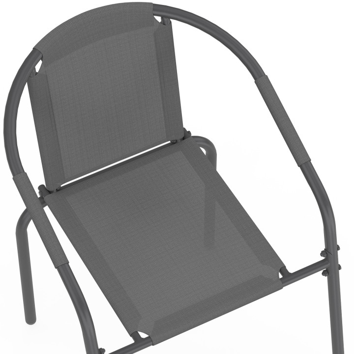 Set di 4 sedie da giardino impilabili in metallo e textilene grigio antracite - THELMA | IdMarket