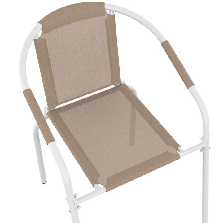 Set di 4 sedie da giardino impilabili in metallo e textilene bianco e beige - THELMA | IdMarket