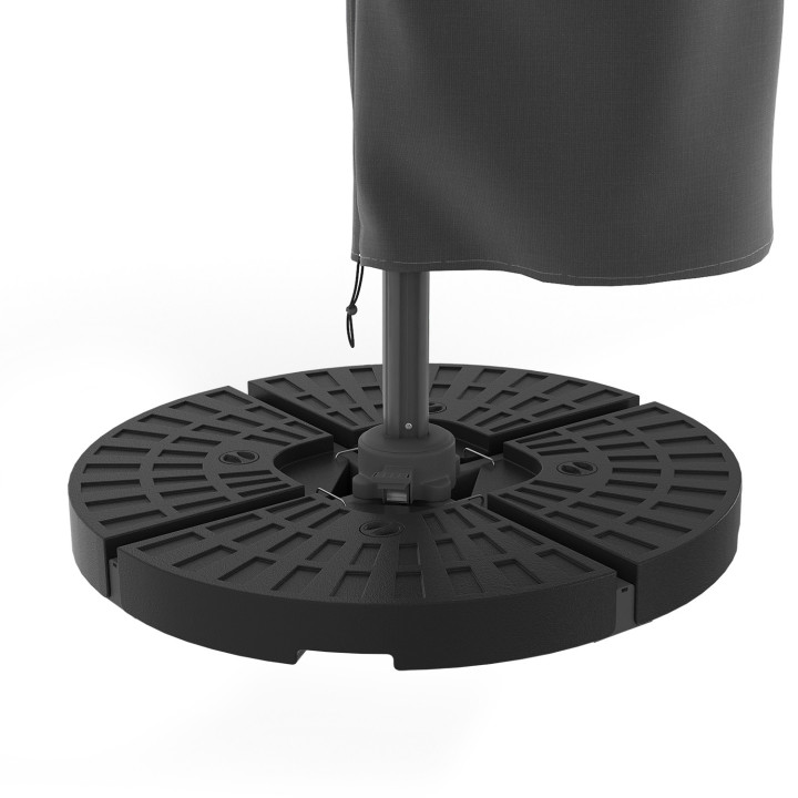 Ombrellone basculante Offset 360 LED 3x4 M grigio con 4 pannelli e copertura - CALVI | IdMarket