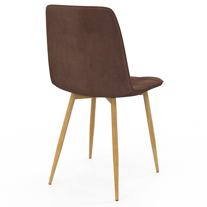 Set di 6 sedie da pranzo in velluto di colore misto taupe x2, beige x2, marrone x2 con gambe effetto legno