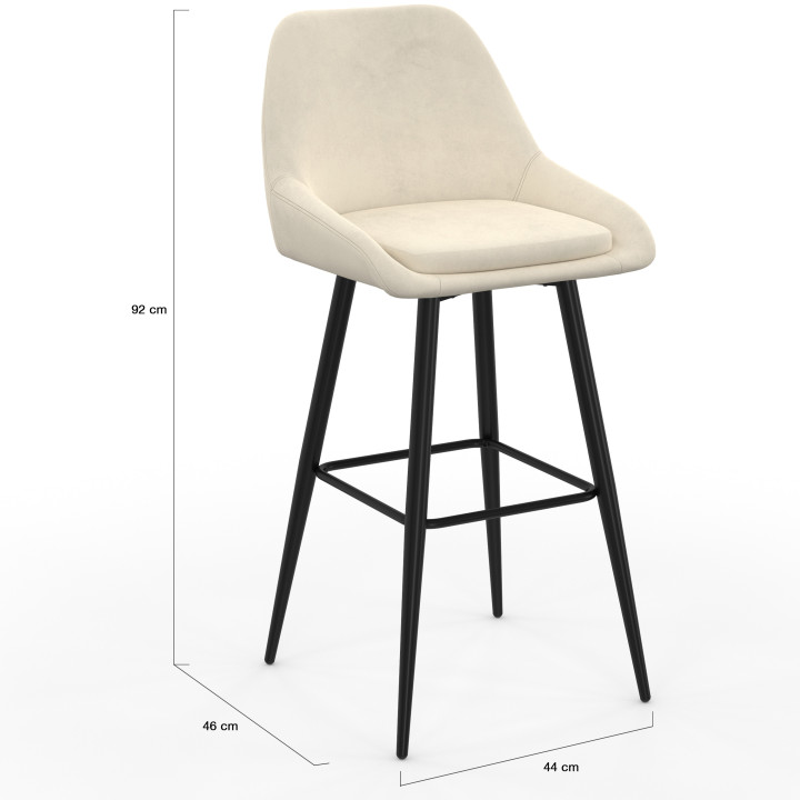 Set di 4 sgabelli da bar THALYA in velluto misto grigio scuro, terracotta x2, beige con mezzi braccioli