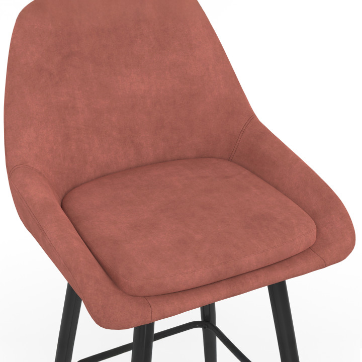 Set di 4 sgabelli da bar THALYA in velluto misto grigio scuro, terracotta x2, beige con mezzi braccioli