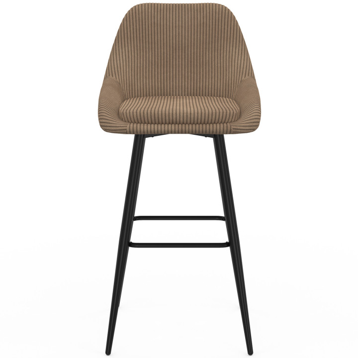 Set di 4 sgabelli da bar THALYA in velluto a coste color tortora con mezzi braccioli