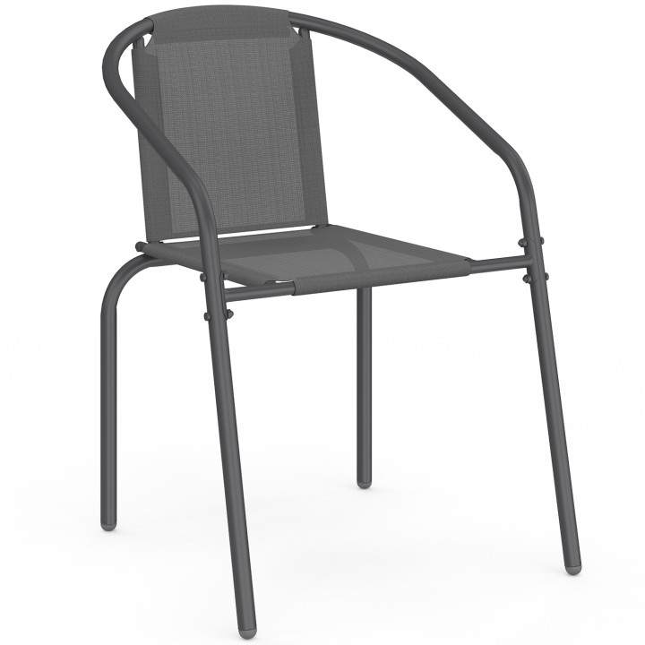 Set di 6 sedie da giardino impilabili in metallo e textilene grigio antracite - THELMA | IdMarket