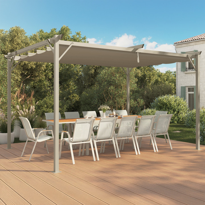 Pergola in alluminio retrattile beige 3x4m | ID Market